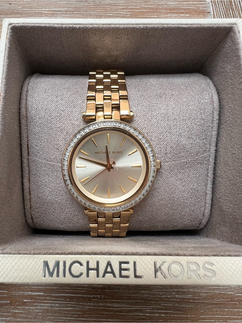 Michael Kors Gold Tone Crystal-Trim Women's Bracelet Watch
